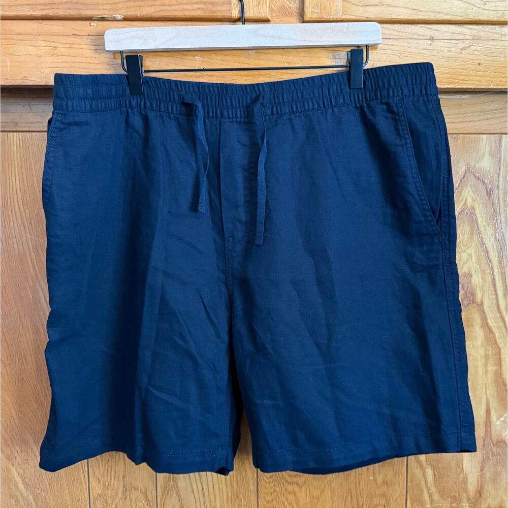 NWT H&M Men’s Navy Blue Linen Blend Drawstring Shorts Size XL